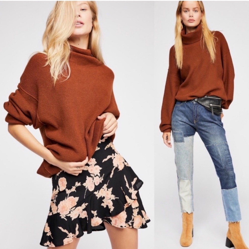 Free people caramel colored turtle neck sweater